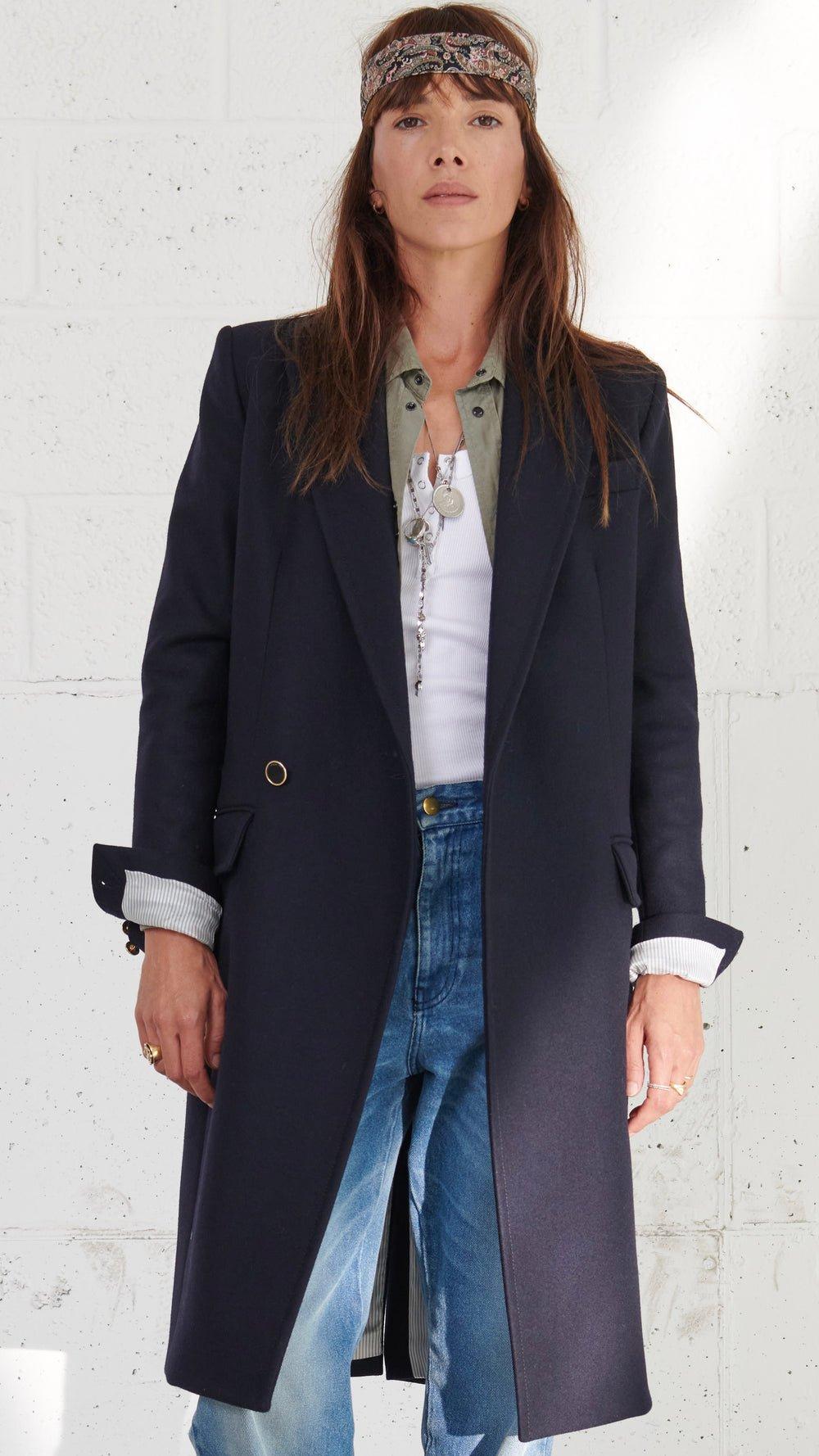 L'exception Manteau Cara Bleu Marine Sarah De Saint Hubert
