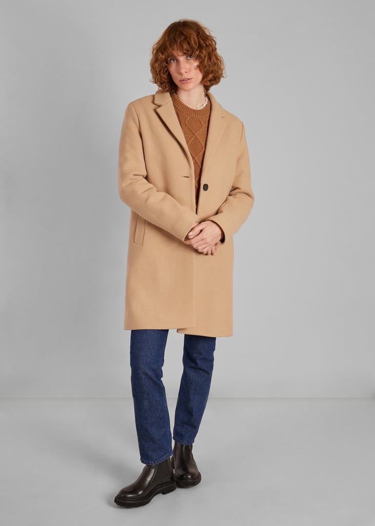 L'exception Manteau Droit En Laine Vierge Fabriqué En France Sable L'Exception Paris
