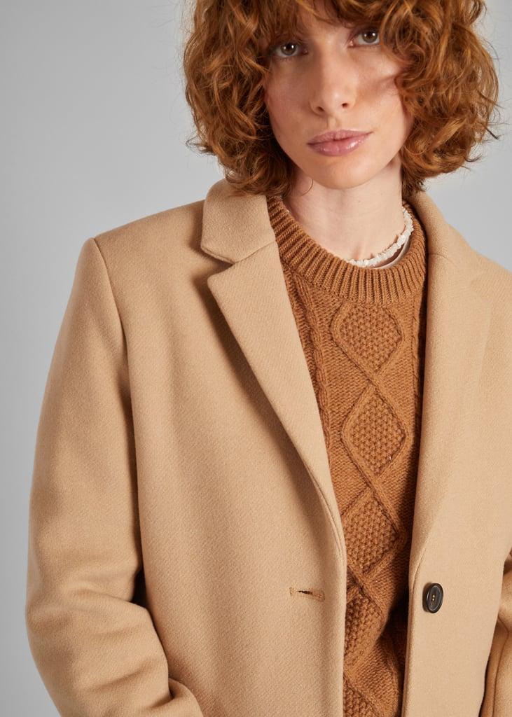 L'exception Manteau Droit En Laine Vierge Fabriqué En France Sable L'Exception Paris