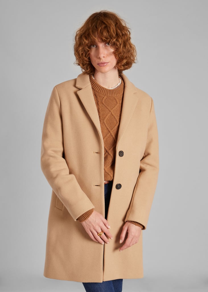 l'exception Manteau droit en laine vierge fabriqué en France Sable L'Exception Paris
