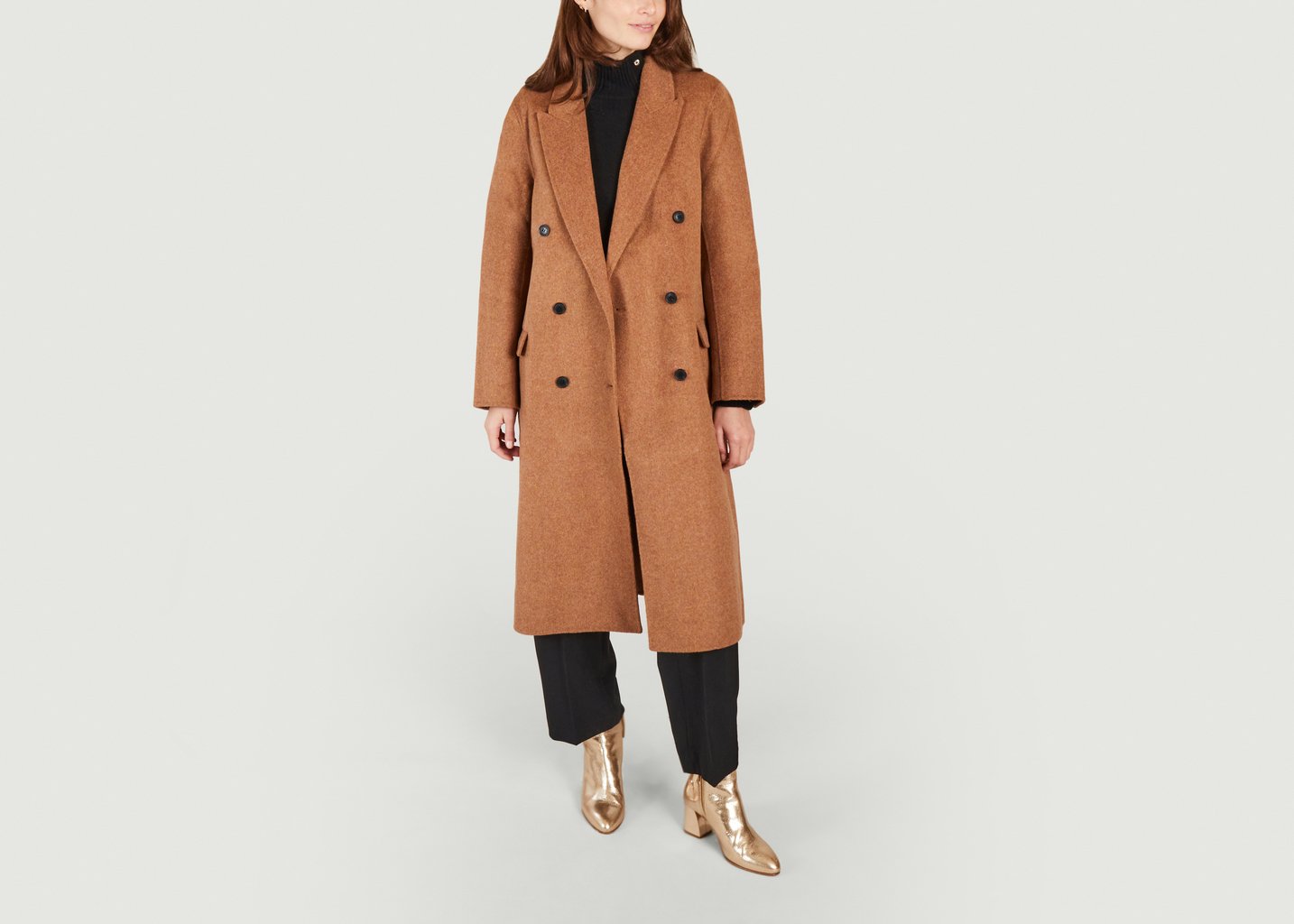 l'exception Manteau en double face chiné Galarita Marron Maje