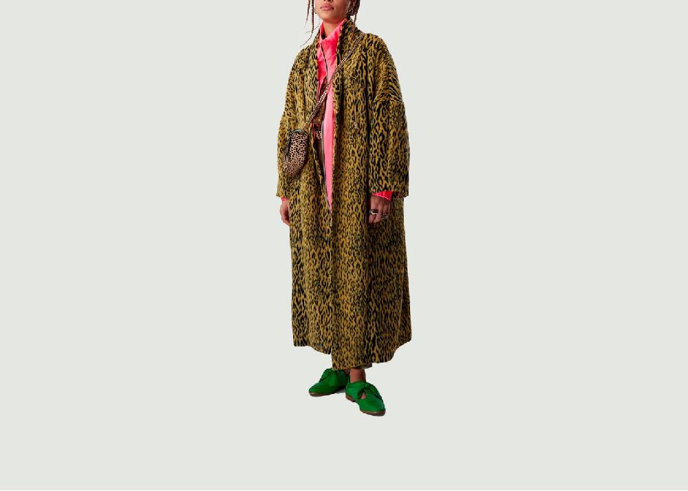 l'exception Manteau Eren En Laine Jaune Léopard Jaune Heimstone