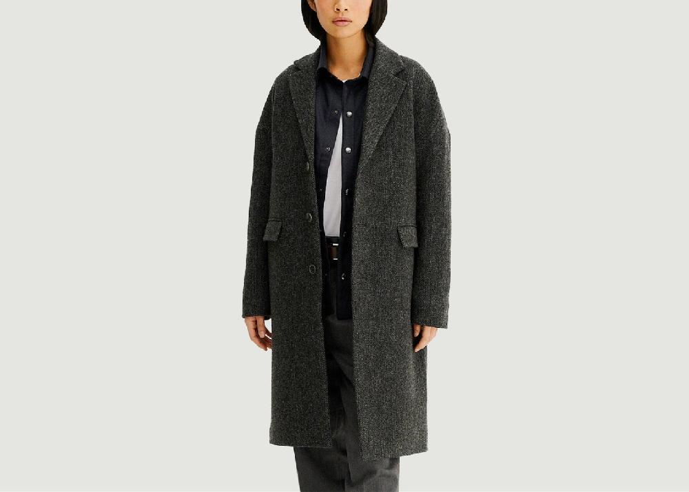 L'exception Manteau Genoa Herringbone Anthracite Noyoco