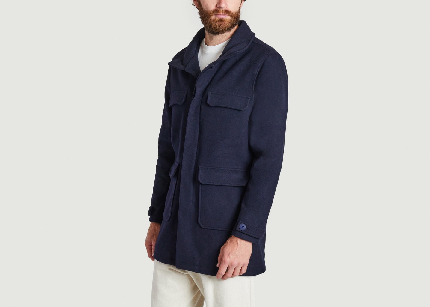L'exception Manteau Long En Laine 5 Bleu Marine JagVi Rive Gauche