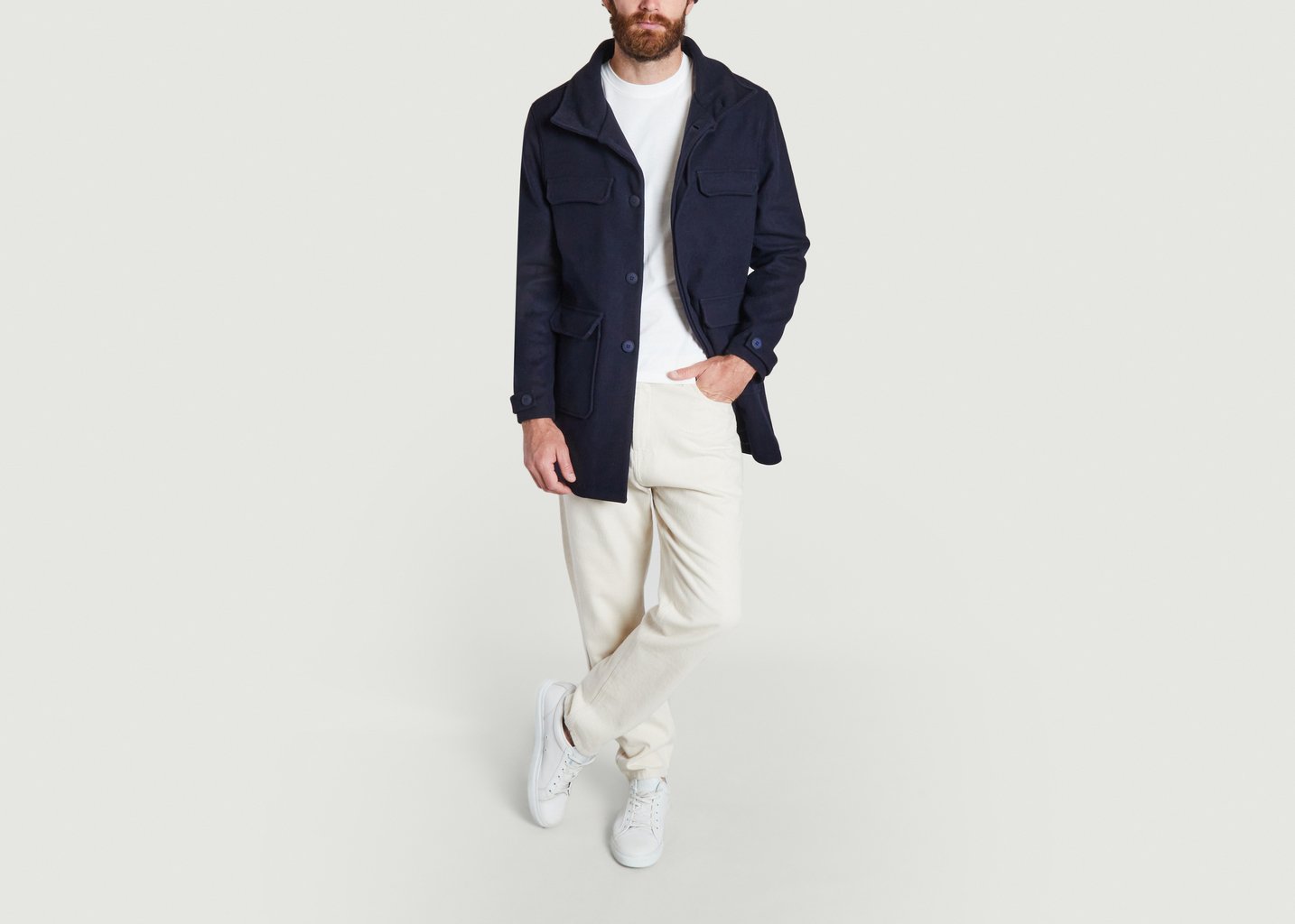 L'exception Manteau Long En Laine 5 Bleu Marine JagVi Rive Gauche