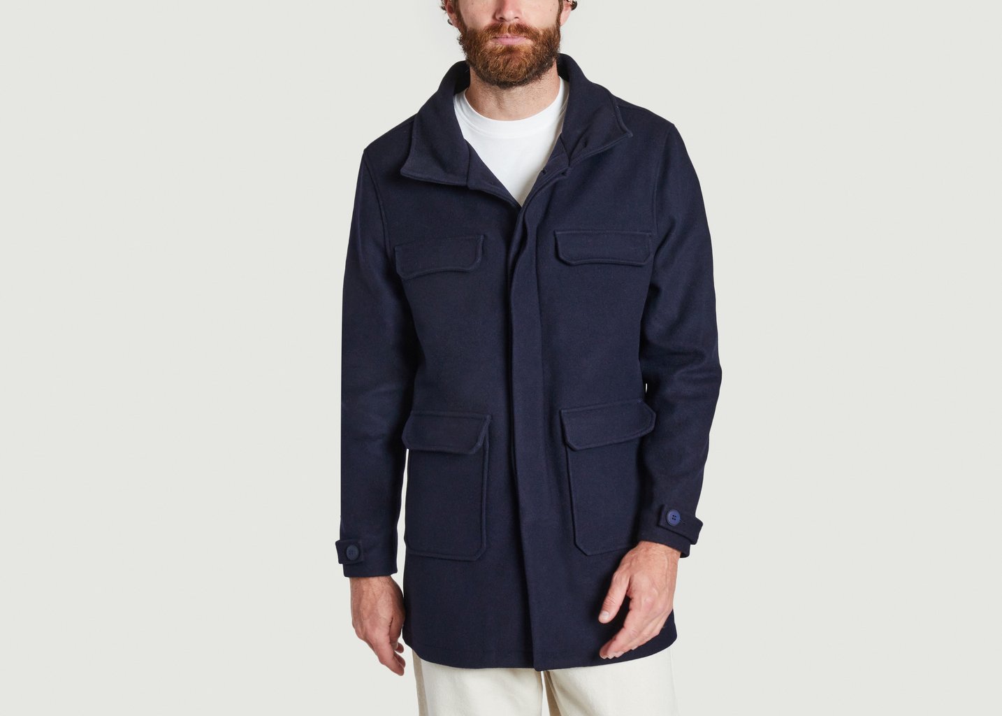l'exception Manteau long en laine 5 Bleu Marine JagVi Rive Gauche