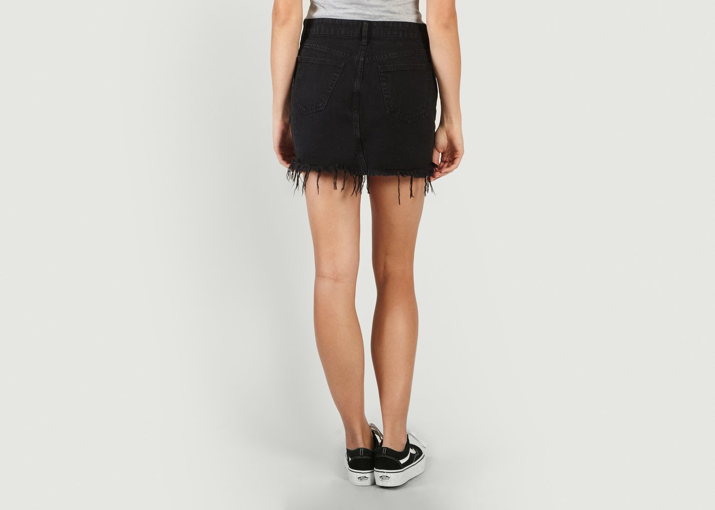 L'exception Mini Jupe En Jean Teinté Destroy A Zip Noir T By Alexander Wang