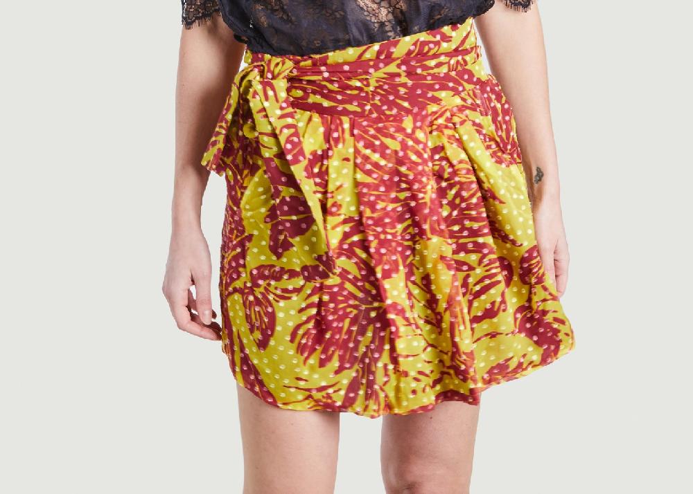 l'exception Mini Jupe Motif Végétal Et Plumetis Teachs Jaune Roseanna