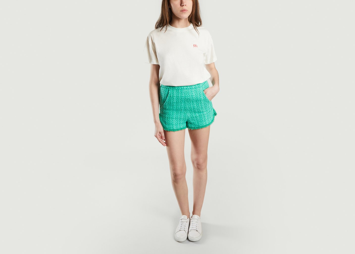 L'exception Mini Short Jacquard Ivete Emeraude Maje
