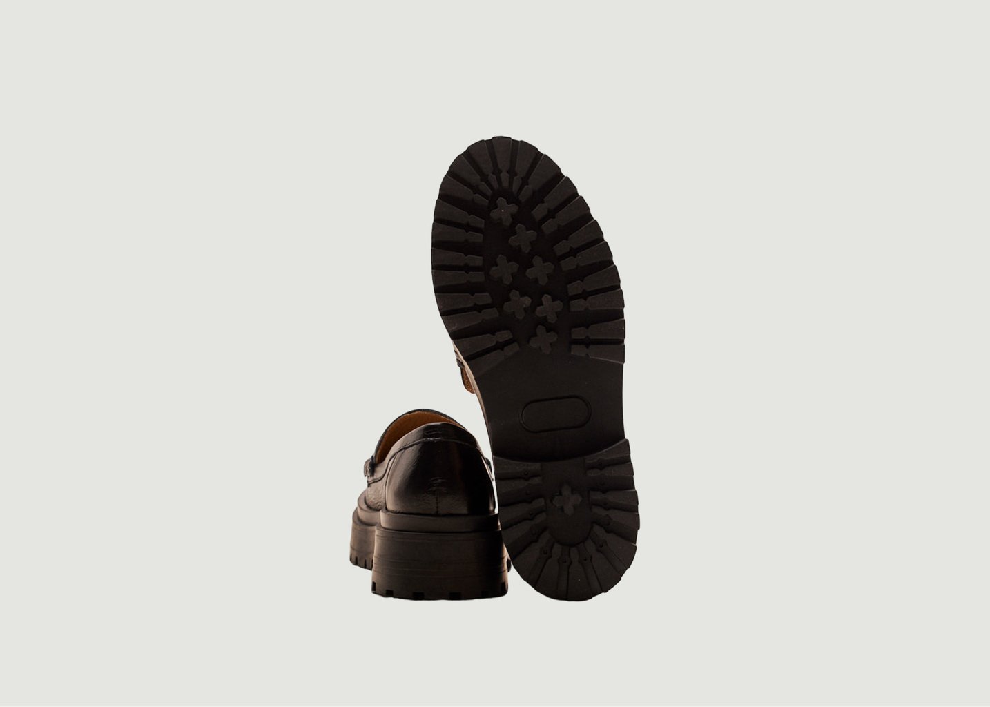 L'exception Mocassins Nadège Cuir Plissé Noir Odaje Ex M.Moustache