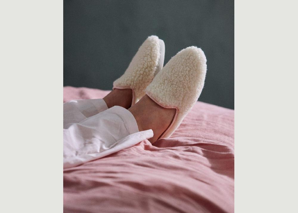 L'exception Mule Femme Bouclette De Laine Blanc Angarde