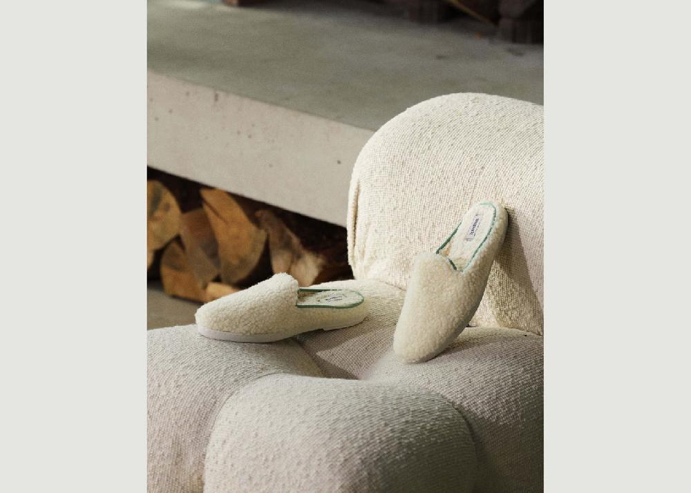 L'exception Mule Femme Bouclette De Laine Blanc Angarde