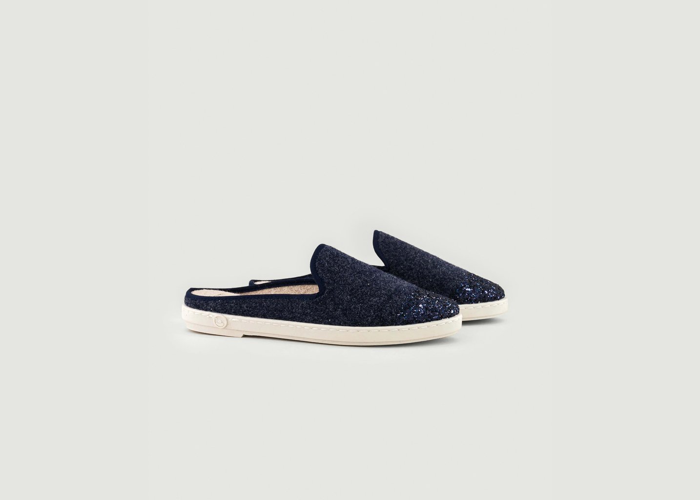 l'exception Mule femme laine marine paillettes Bleu Marine Angarde