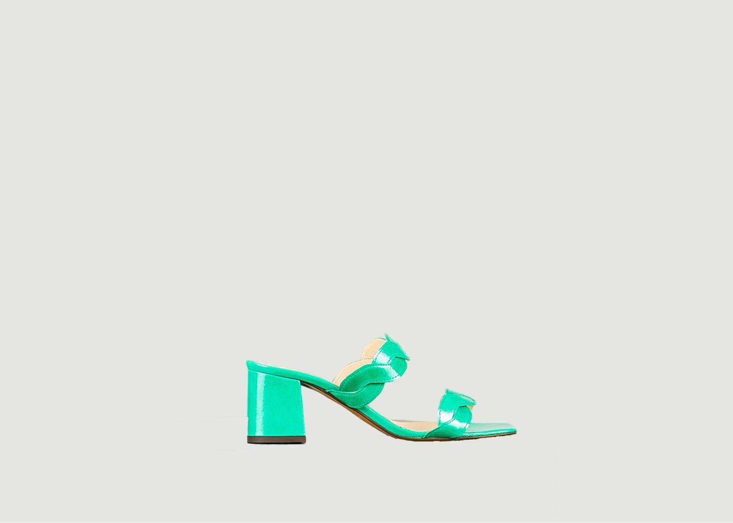 L'exception Mule Rhea En Cuir Verni Souple Vert Tila March