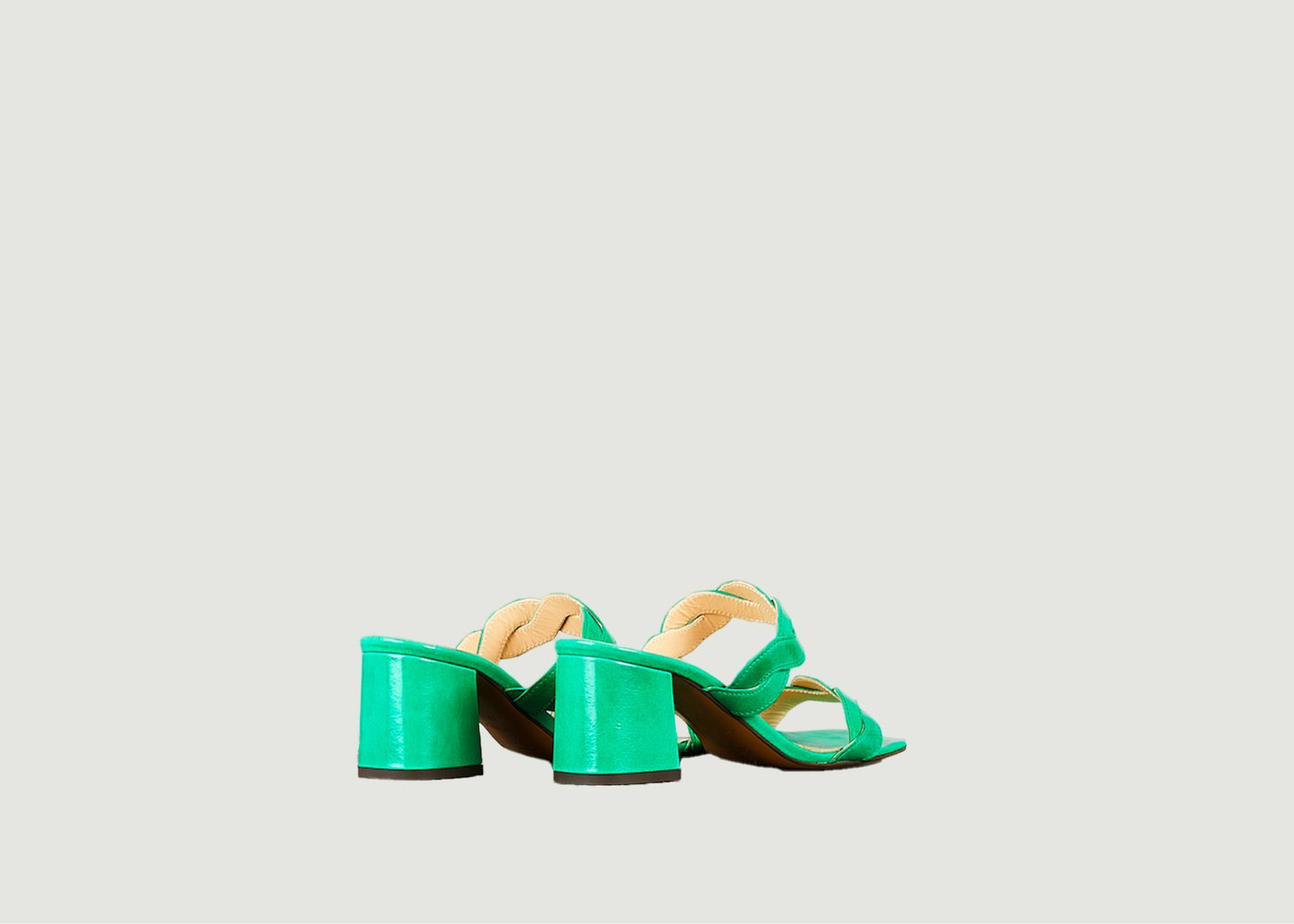 L'exception Mule Rhea En Cuir Verni Souple Vert Tila March