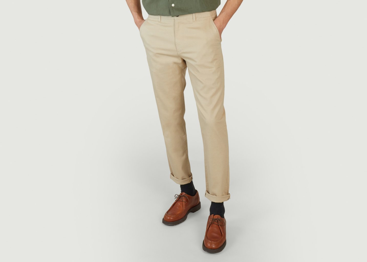 L'exception Pantalon à Chevrons Chuck Crème Knowledge Cotton Apparel