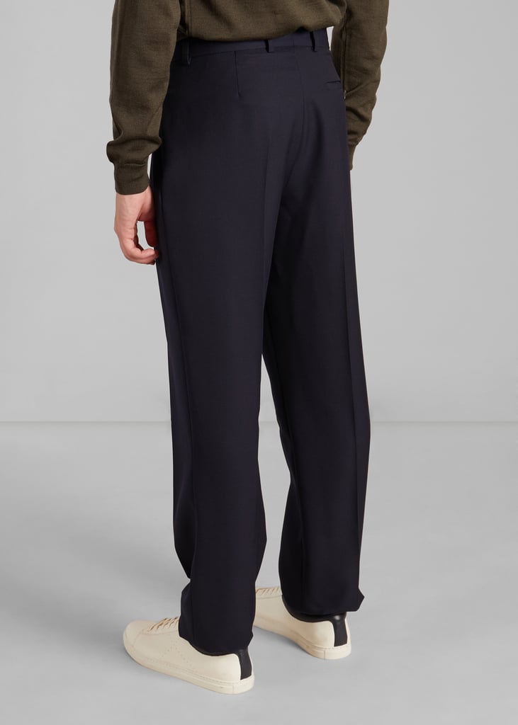 L'exception Pantalon à Double Plis En Drap De Laine Bleu Marine L'Exception Paris