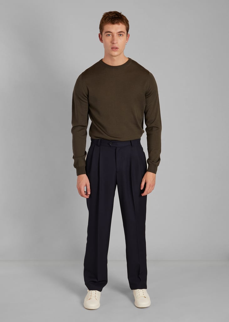 L'exception Pantalon à Double Plis En Drap De Laine Bleu Marine L'Exception Paris