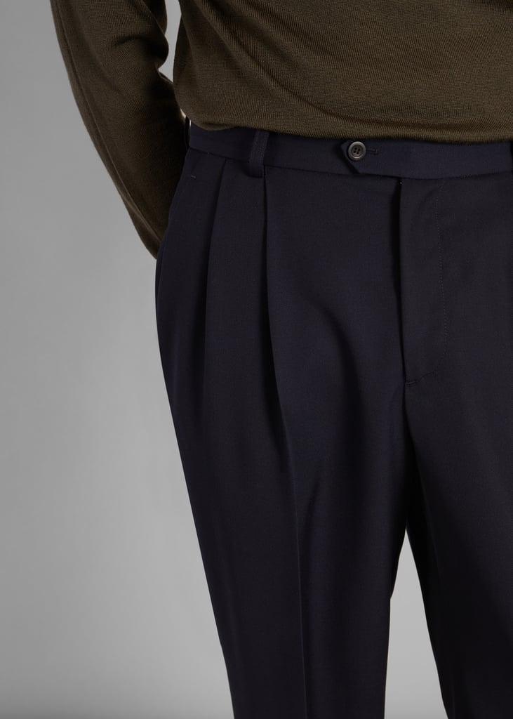 L'exception Pantalon à Double Plis En Drap De Laine Bleu Marine L'Exception Paris