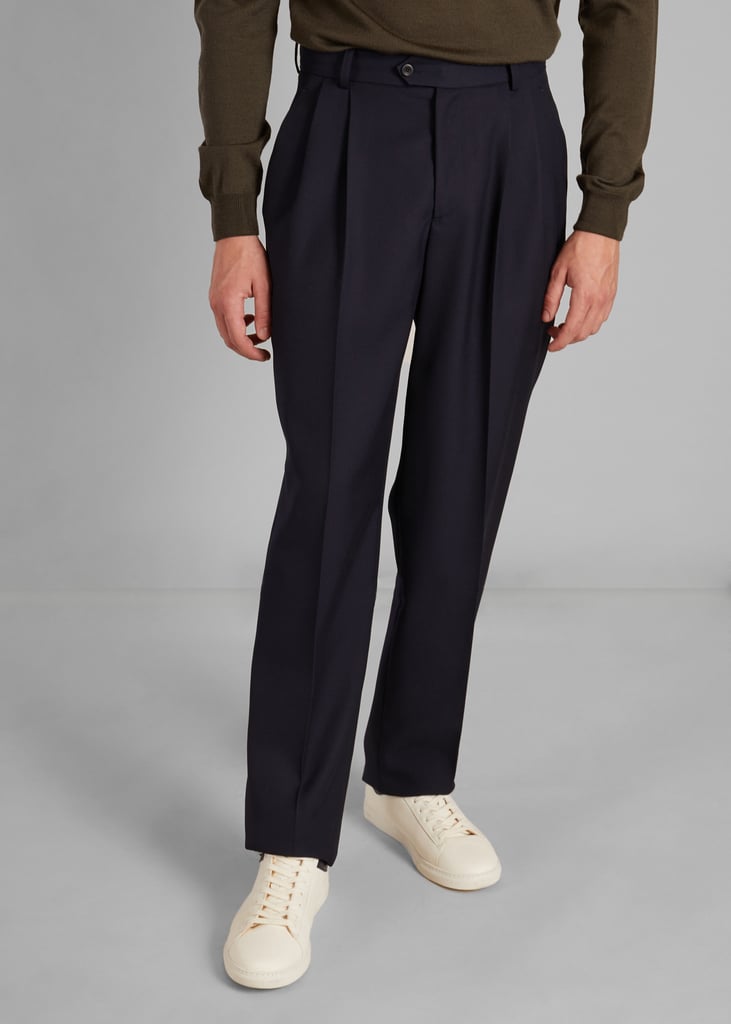 l'exception Pantalon à double plis en drap de laine Bleu Marine L'Exception Paris
