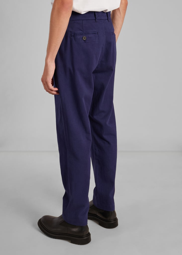 L'exception Pantalon à Plis En Twill De Coton Bleu Marine L'Exception Paris