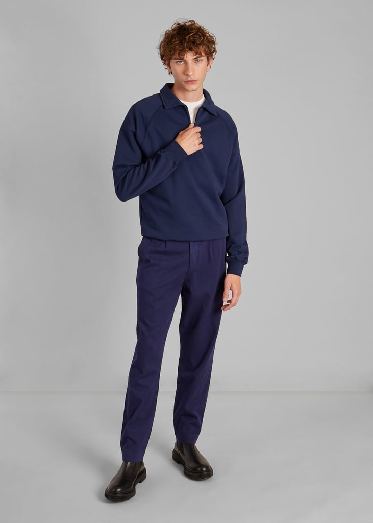 L'exception Pantalon à Plis En Twill De Coton Bleu Marine L'Exception Paris