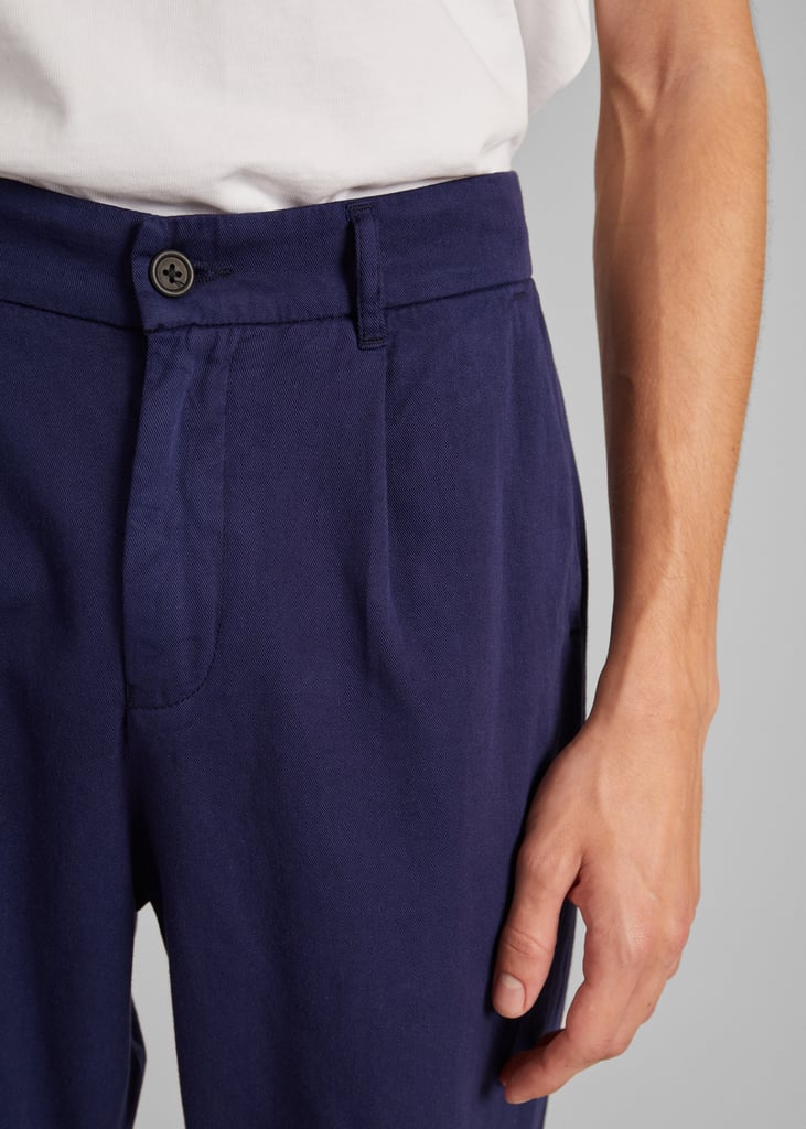 L'exception Pantalon à Plis En Twill De Coton Bleu Marine L'Exception Paris