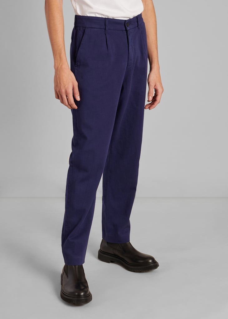 l'exception Pantalon à plis en twill de coton Bleu Marine L'Exception Paris