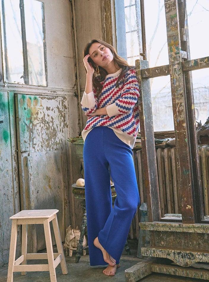 L'exception Pantalon Alexia Bleu électrique Lafrançaise Mailles In France