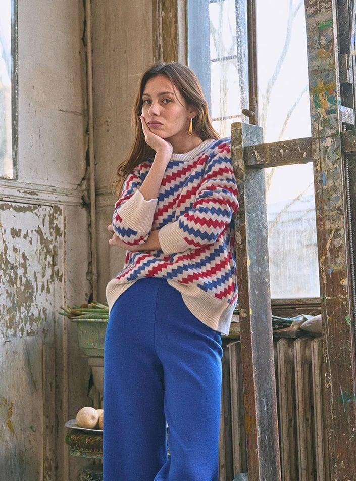 L'exception Pantalon Alexia Bleu électrique Lafrançaise Mailles In France