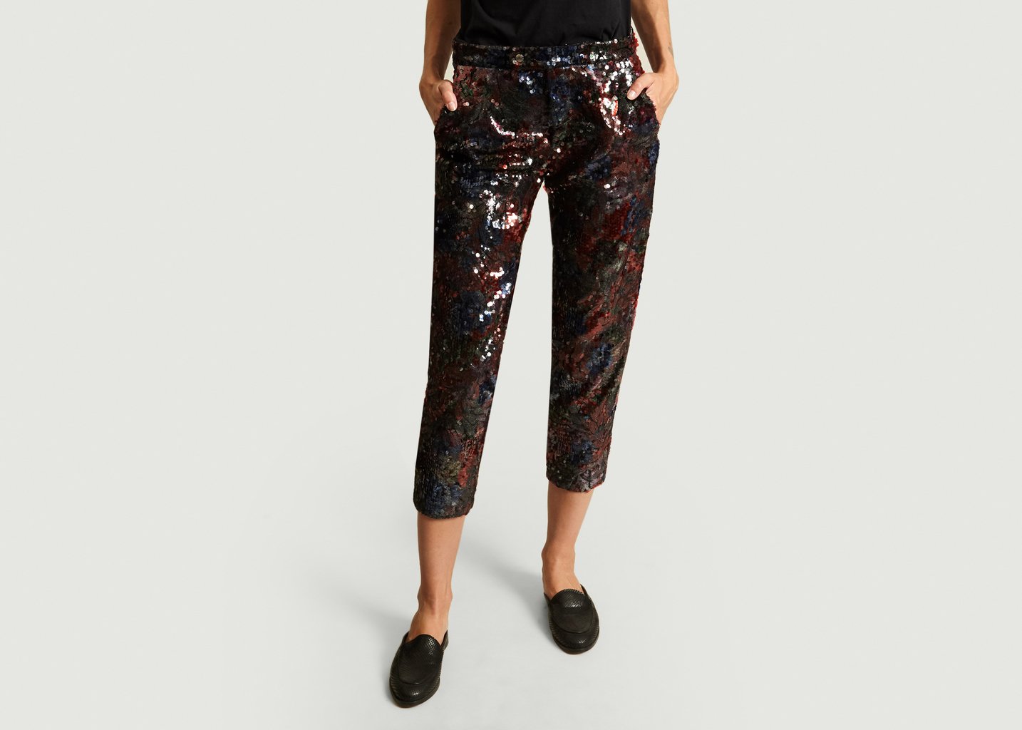 l'exception Pantalon Bowijanet Sequins Bleu Marine Roseanna