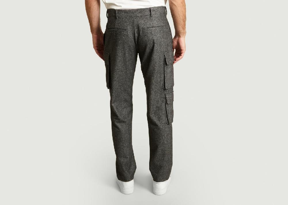 L'exception Pantalon Cargo En Twill De Laine Gris M.X Maxime Simoëns