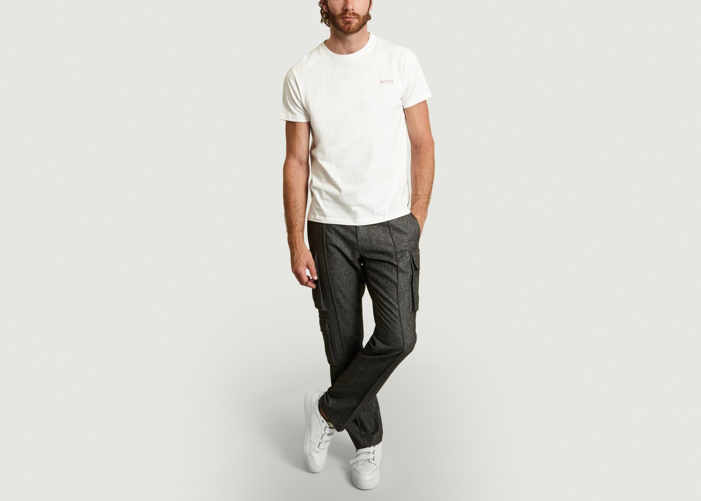 L'exception Pantalon Cargo En Twill De Laine Gris M.X Maxime Simoëns