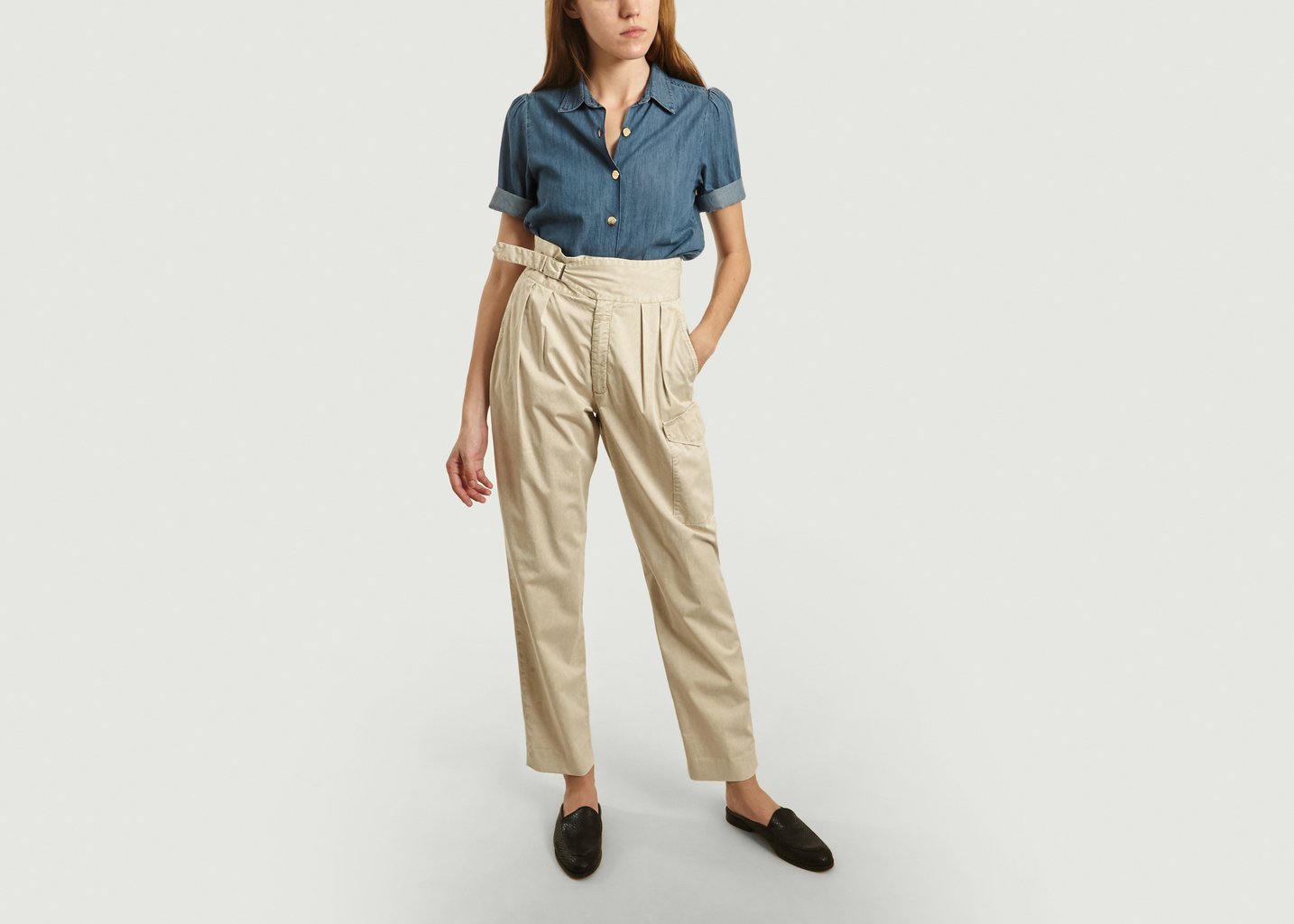 L'exception Pantalon Ceinturé Ajustable Gwen Beige Closed