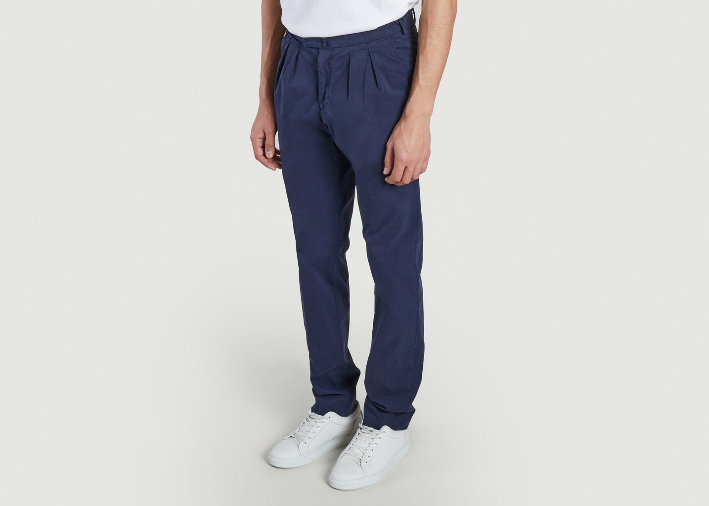 L'exception Pantalon Chino Chic BZV3 Coupe Slim Bleu Marine Bernard Zins