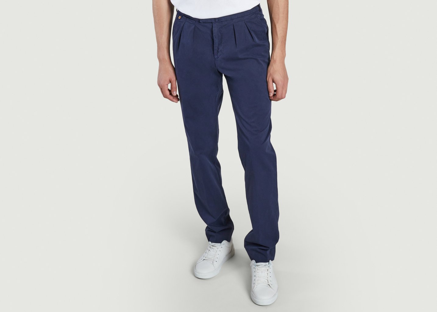 l'exception Pantalon chino chic BZV3 coupe slim Bleu Marine Bernard Zins