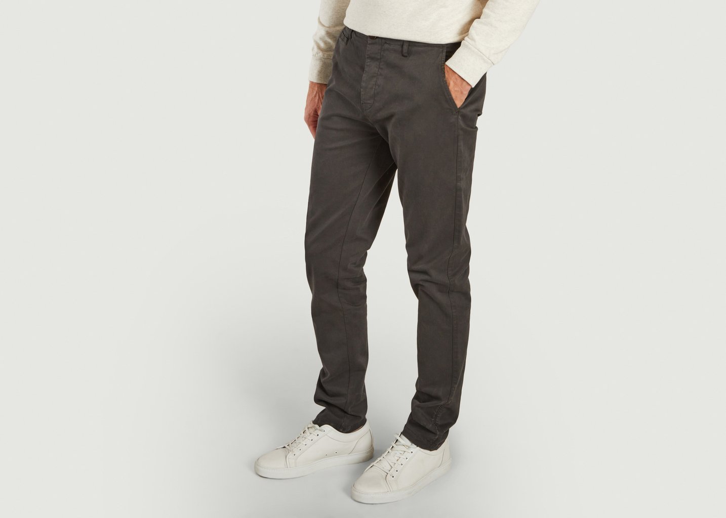 L'exception Pantalon Chino Classique Anthracite Cuisse De Grenouille