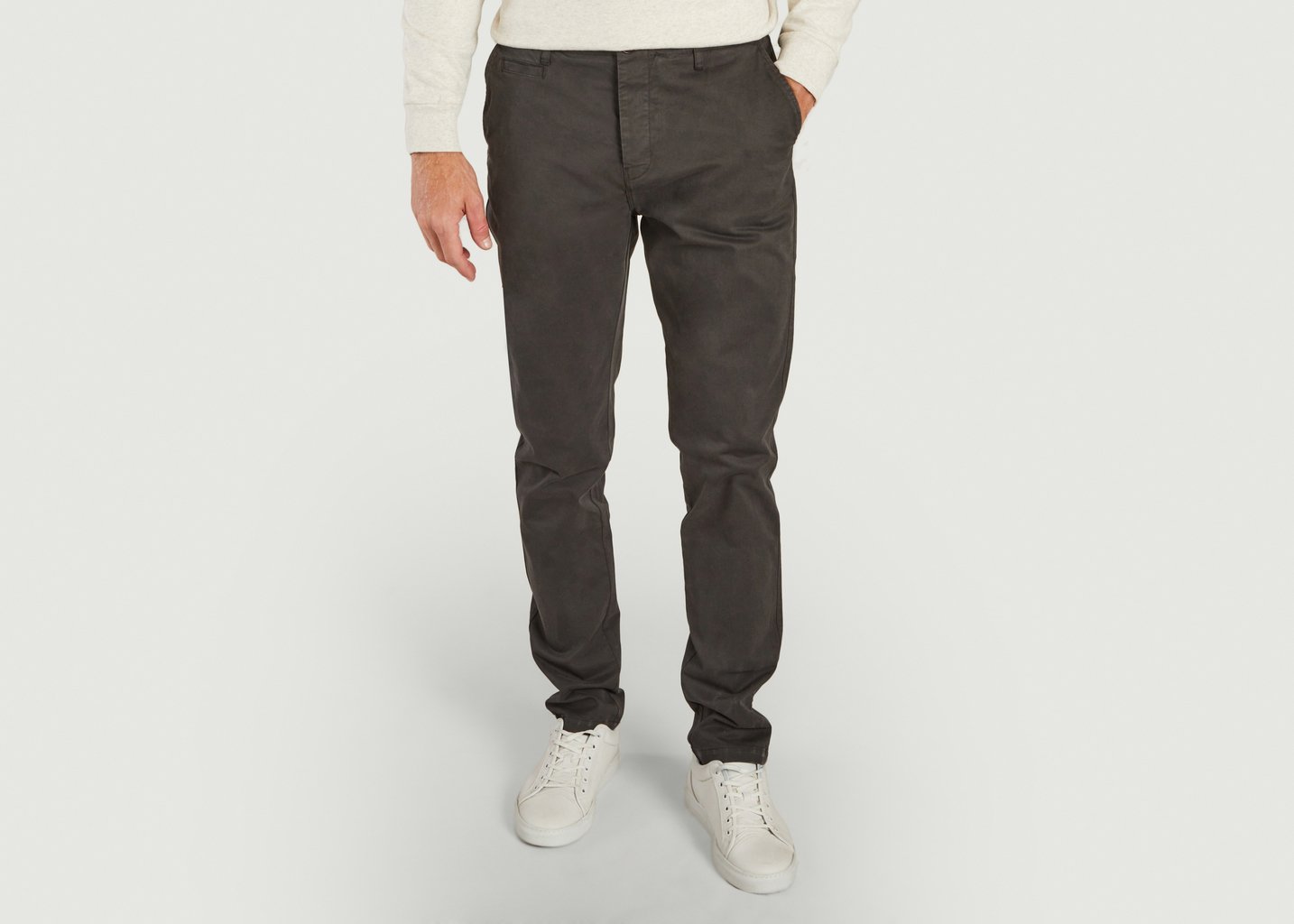 l'exception Pantalon Chino Classique Anthracite Cuisse de Grenouille