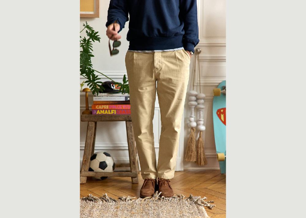 L'exception Pantalon Chino Loose Beige Cuisse De Grenouille