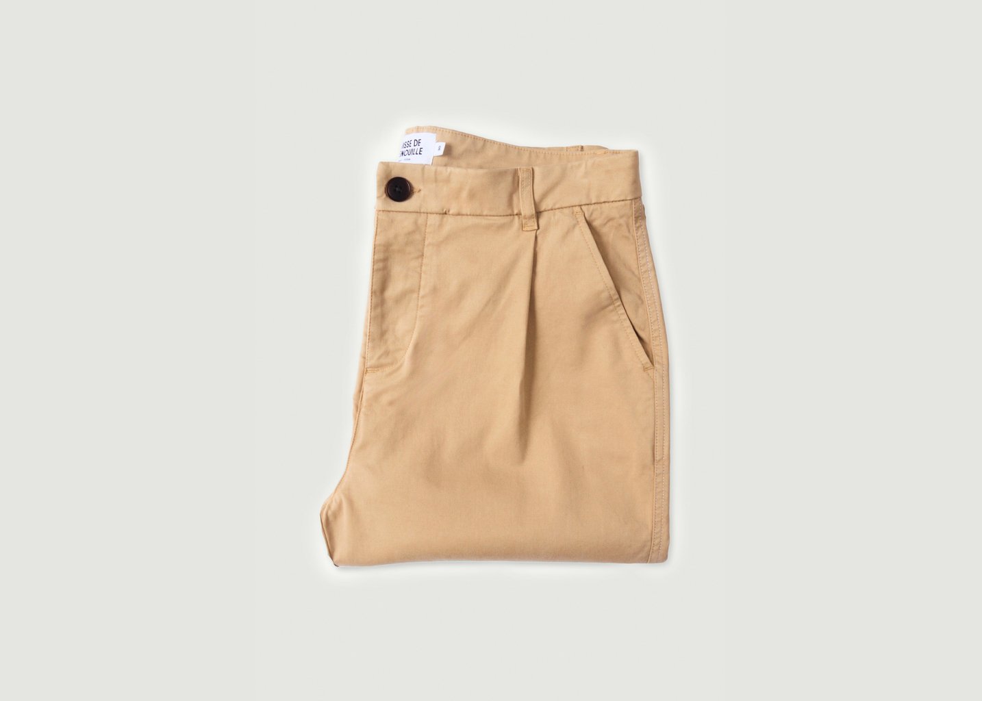 l'exception Pantalon Chino Loose Beige Cuisse de Grenouille