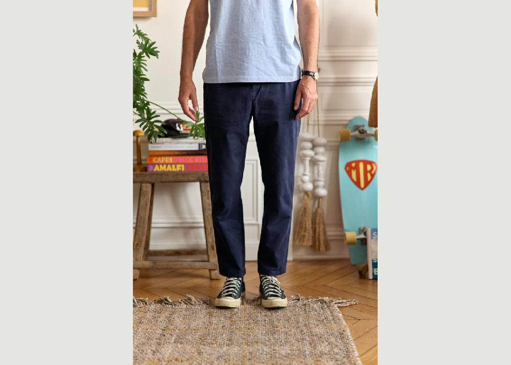 l'exception Pantalon Chino Loose Bleu Marine Cuisse de Grenouille