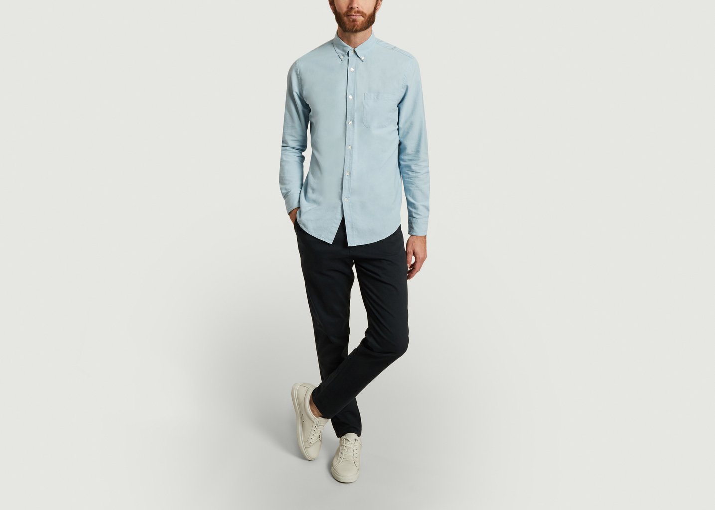 L'exception Pantalon Chino Uni Joe Bleu Marine Knowledge Cotton Apparel