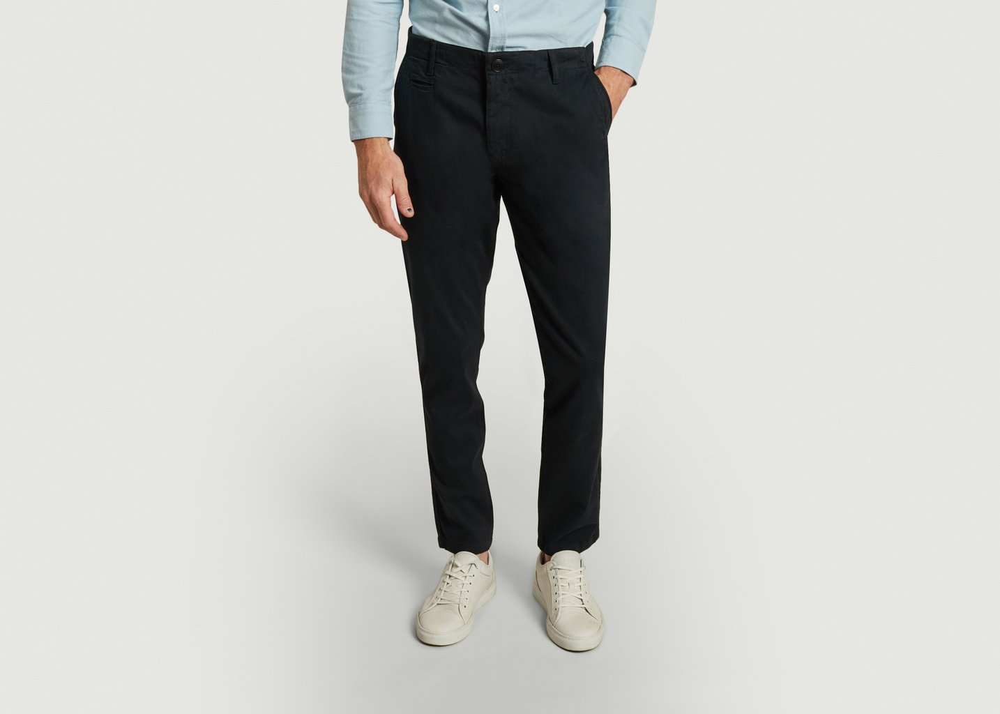 l'exception Pantalon Chino Uni Joe Bleu Marine Knowledge Cotton Apparel