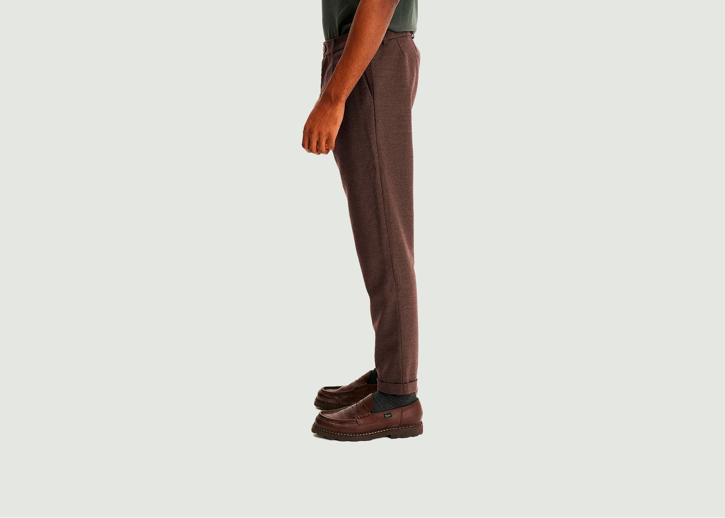 L'exception Pantalon Coupe Carotte En Laine Vierge Sienna Marron Noyoco