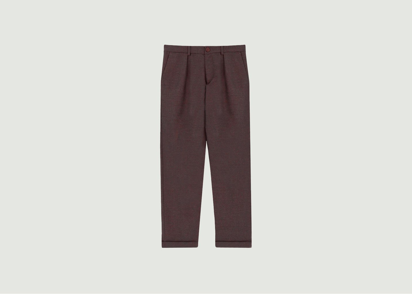 l'exception Pantalon coupe carotte en laine vierge Sienna Marron noyoco