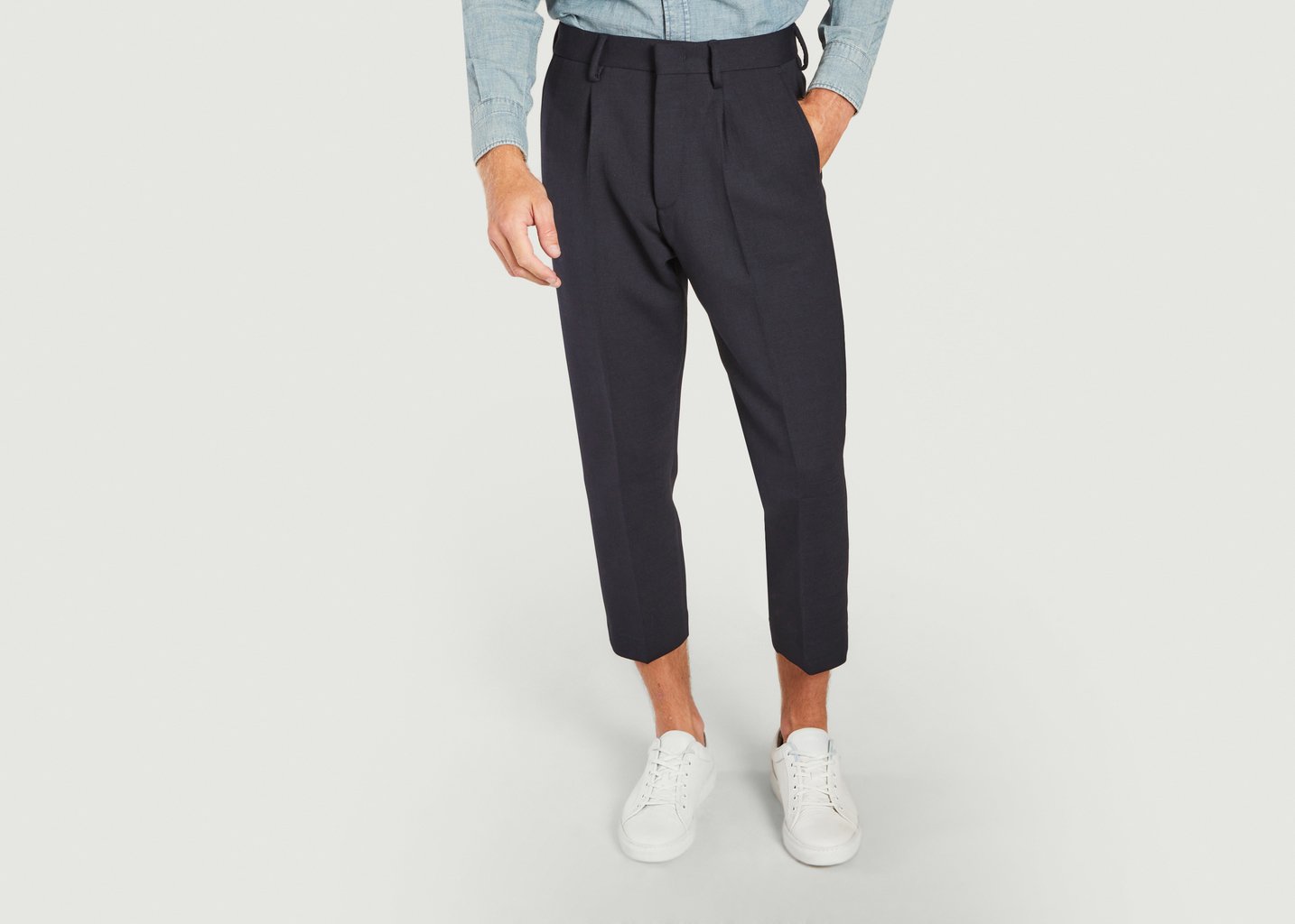l'exception Pantalon coupe relax 7/8e Bill Bleu Marine No Nationality 07