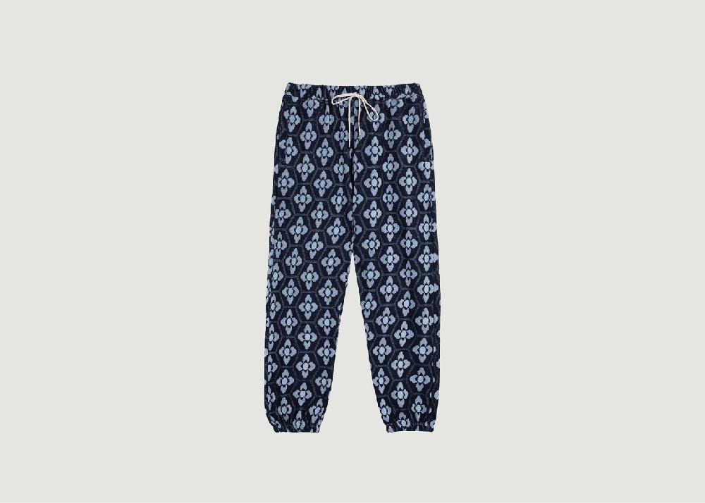 l'exception Pantalon de survêtement Flower Monogram Bleu Marine Crest