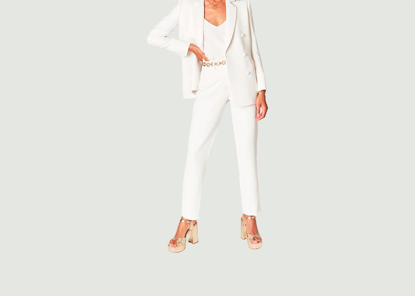 L'exception Pantalon De Tailleur Coupe Cigarette New York Blanc 17H10