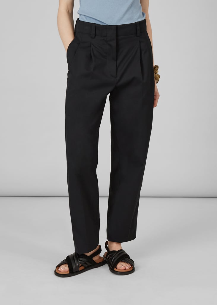 l'exception Pantalon double plis en twill de coton Noir L'Exception Paris