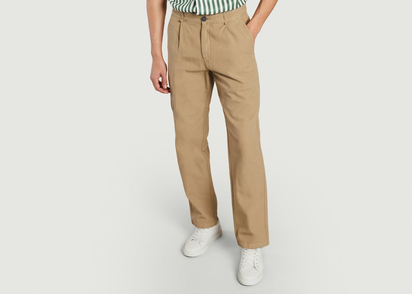 l'exception Pantalon droit en coton Adri Drill Beige Homecore